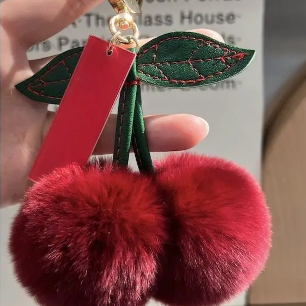 Cherry Pom Pom Keychain - Picture 2 of 3